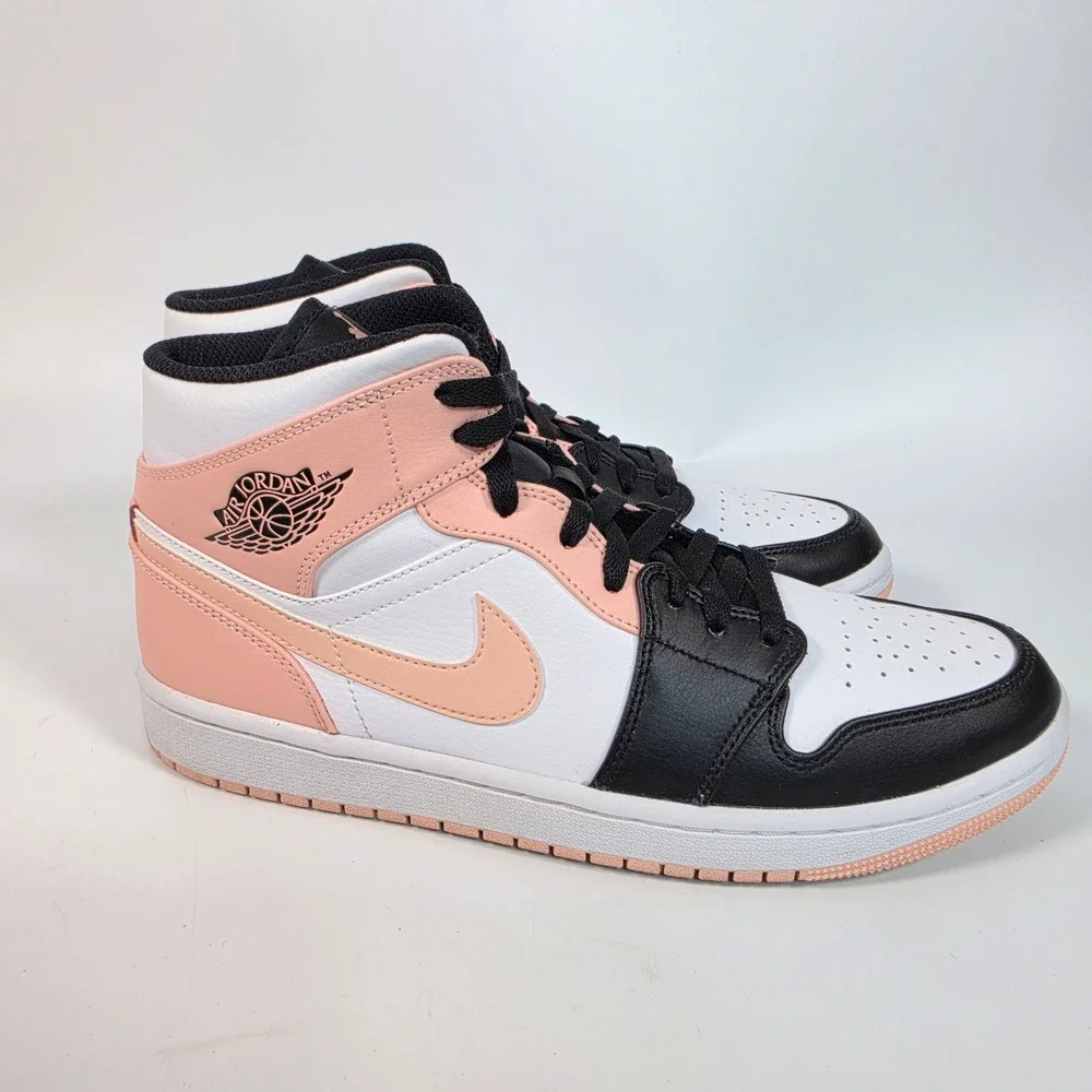 Nike Air Jordan 1 Mid Men's 9 Crimson Tint Pink White Black High Top Sneakers